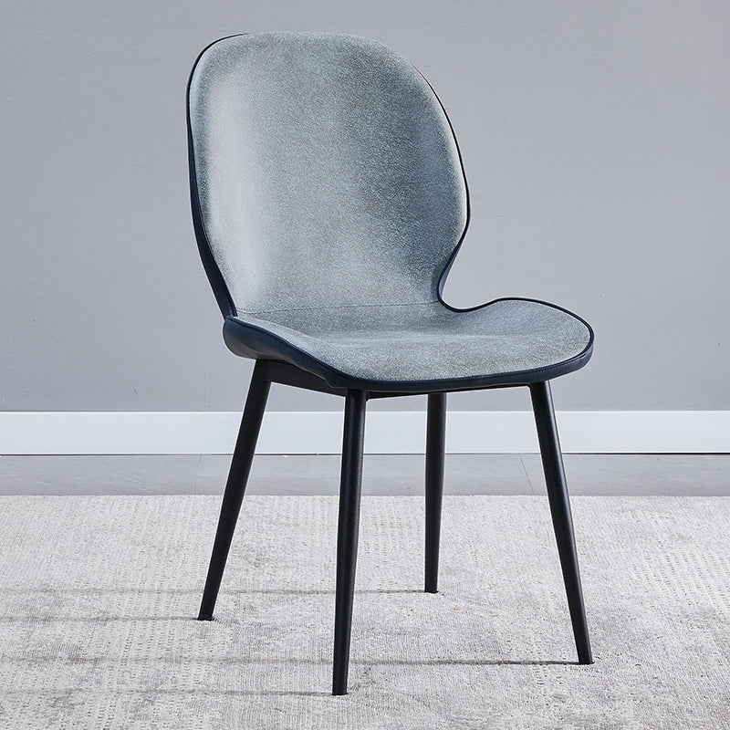 Home Scandinavian Side Chair Upholstered Solid Back Metal Dining Room Chair