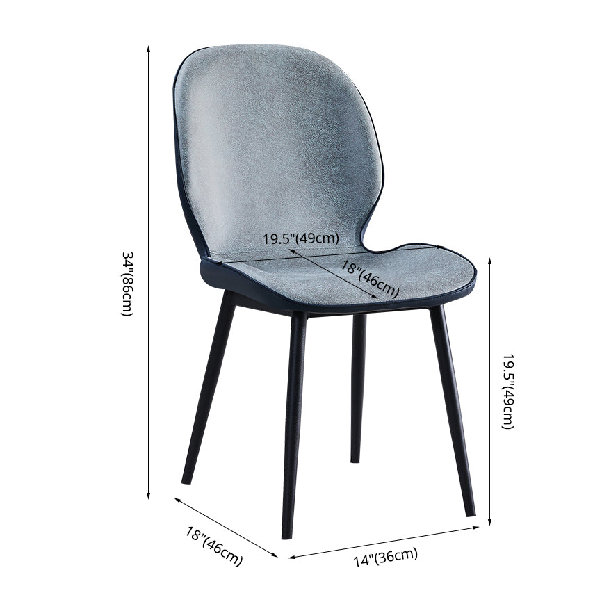 Home Scandinavian Side Chair Upholstered Solid Back Metal Dining Room Chair