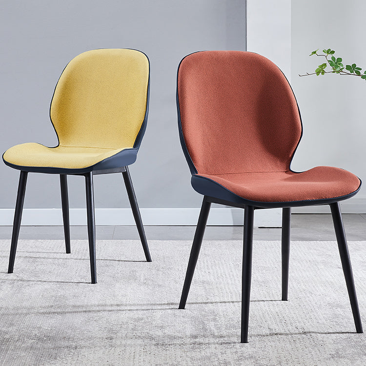 Home Scandinavian Side Chair Upholstered Solid Back Metal Dining Room Chair