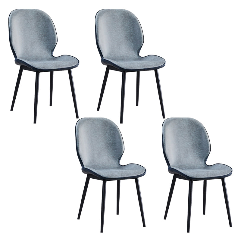 Home Scandinavian Side Chair Upholstered Solid Back Metal Dining Room Chair