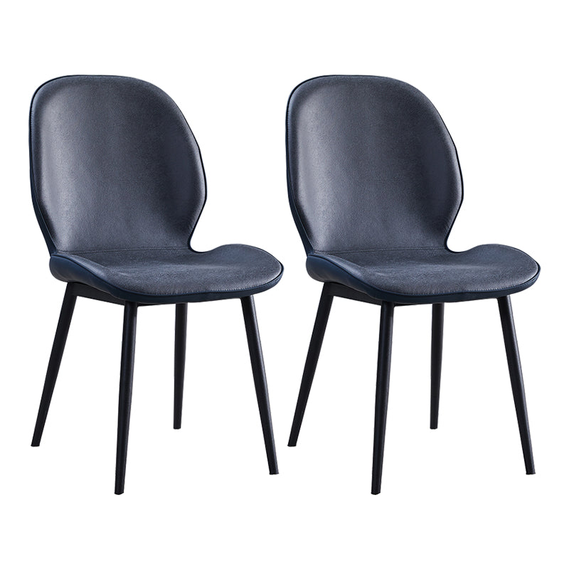 Home Scandinavian Side Chair Upholstered Solid Back Metal Dining Room Chair