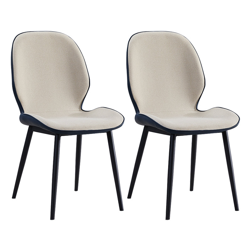 Home Scandinavian Side Chair Upholstered Solid Back Metal Dining Room Chair