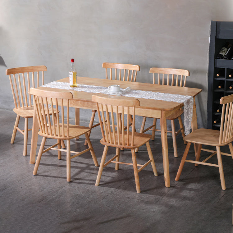 Chaises de salle à manger sans bras de style rustique, chaise latérale à dossier à lattes en hêtre avec pieds en bois