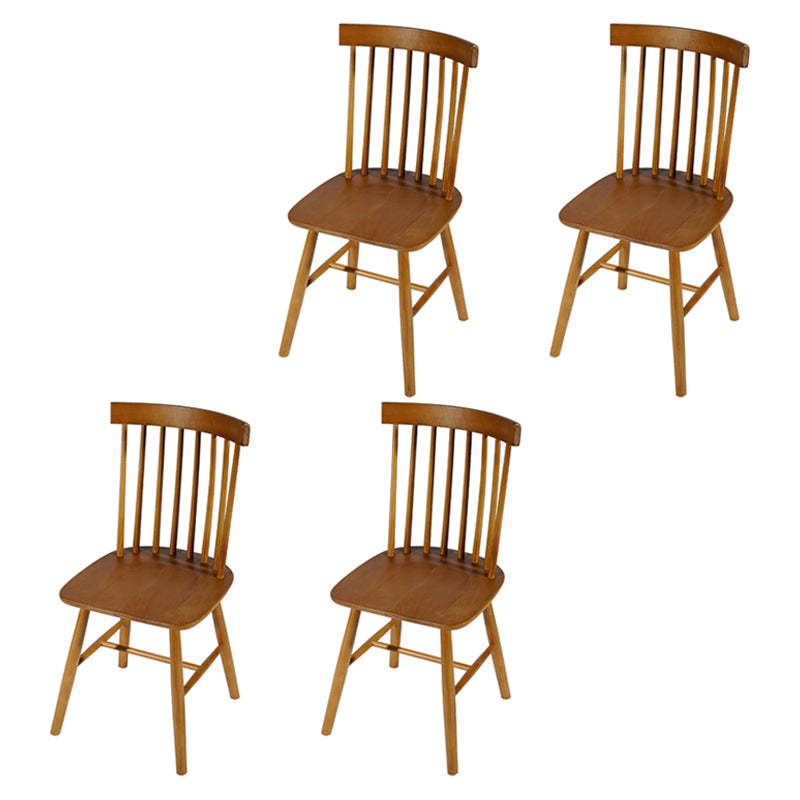 Chaises de salle à manger sans bras de style rustique, chaise latérale à dossier à lattes en hêtre avec pieds en bois