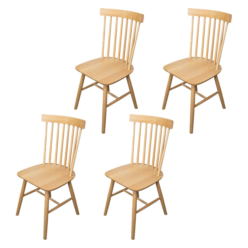 Chaises de salle à manger sans bras de style rustique, chaise latérale à dossier à lattes en hêtre avec pieds en bois