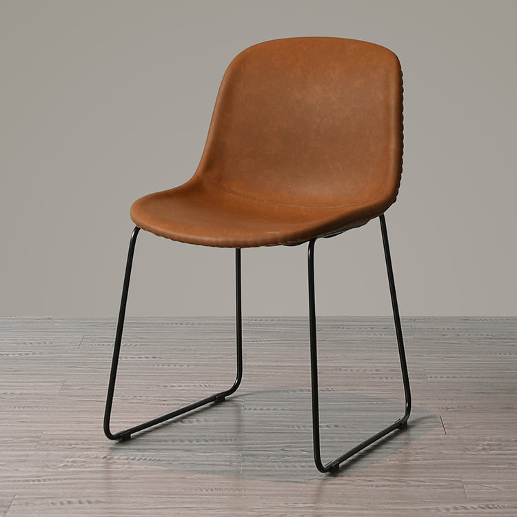 Modern Metal Dining Room Chairs PU Leather Dining Armless Chairs for Home Use