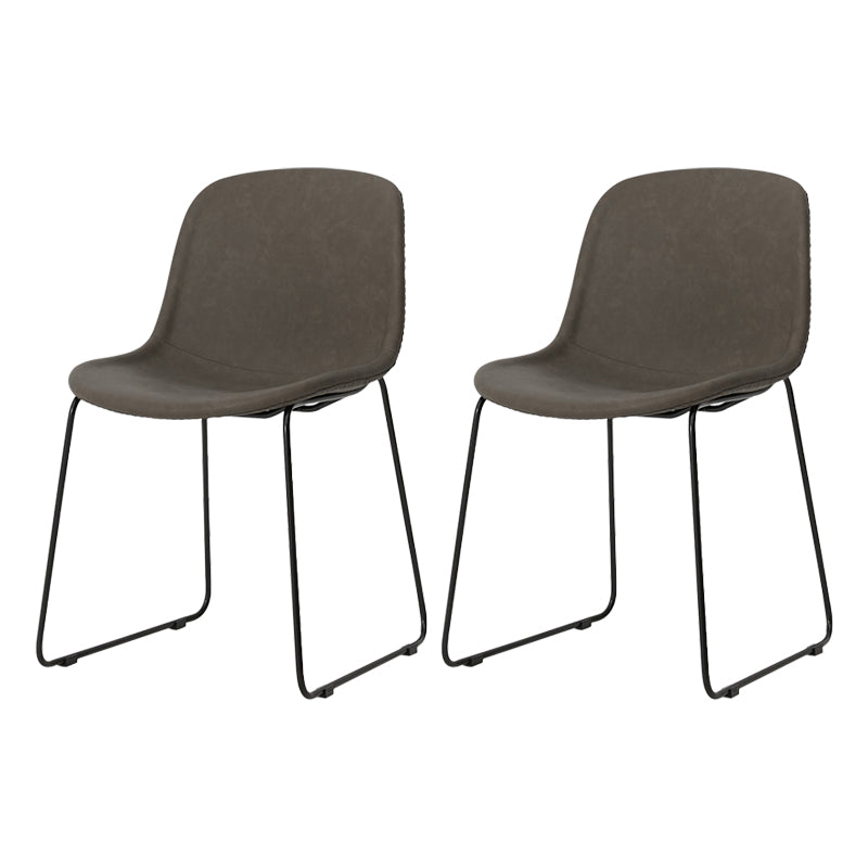 Modern Metal Dining Room Chairs PU Leather Dining Armless Chairs for Home Use