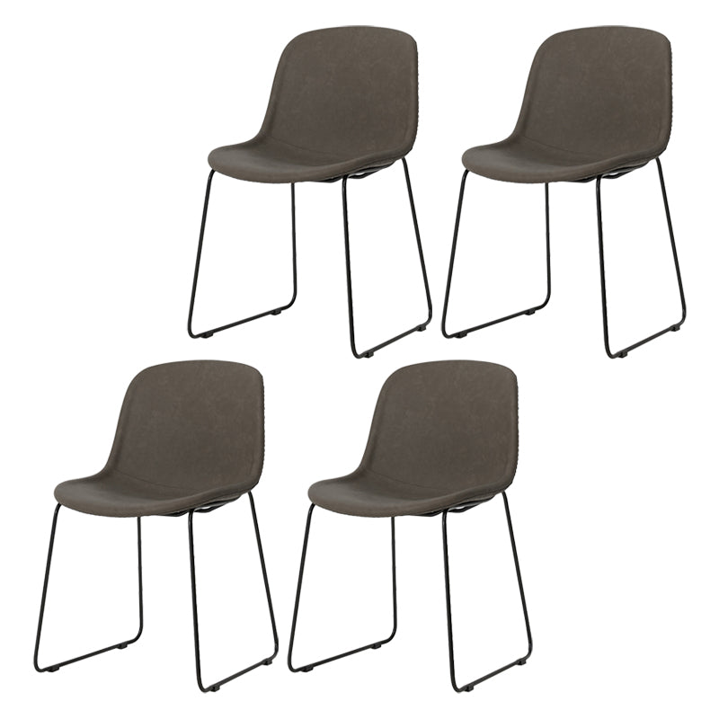 Modern Metal Dining Room Chairs PU Leather Dining Armless Chairs for Home Use
