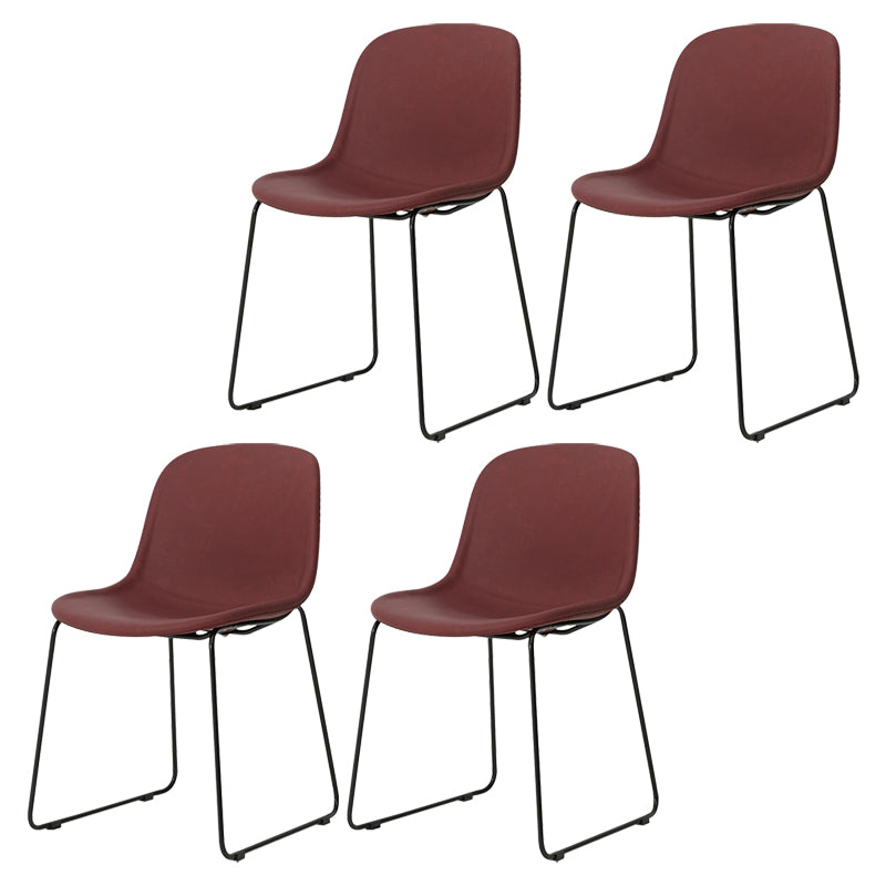 Modern Metal Dining Room Chairs PU Leather Dining Armless Chairs for Home Use