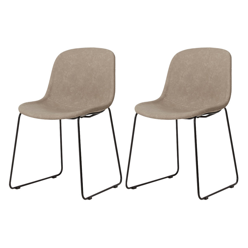 Modern Metal Dining Room Chairs PU Leather Dining Armless Chairs for Home Use