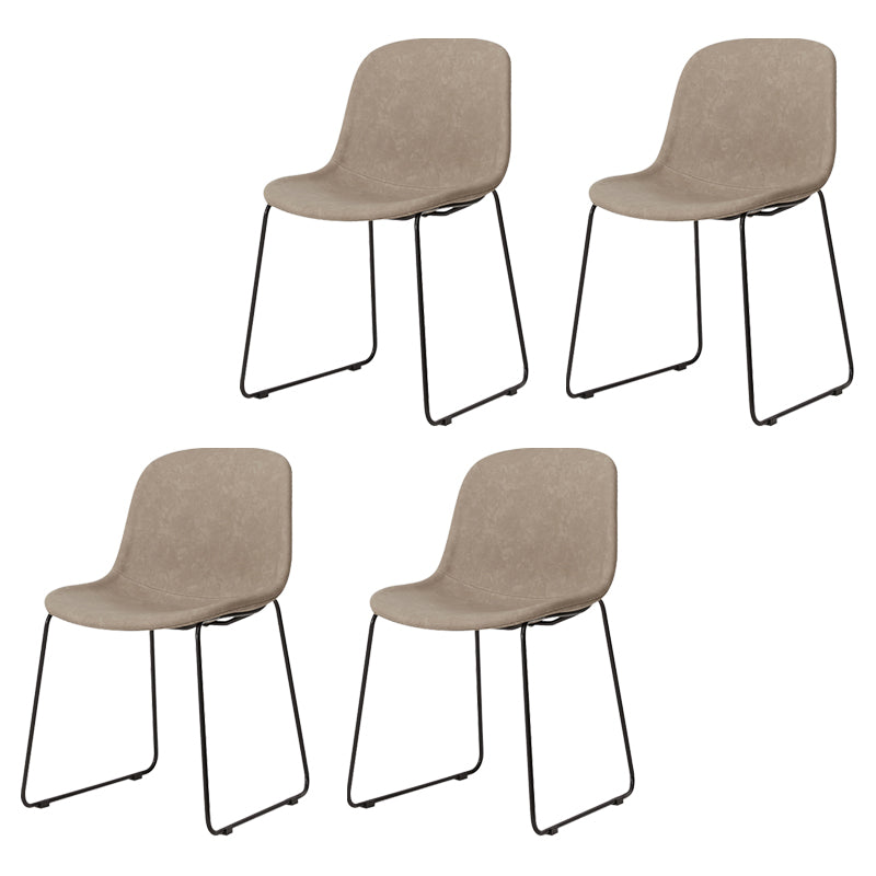 Modern Metal Dining Room Chairs PU Leather Dining Armless Chairs for Home Use