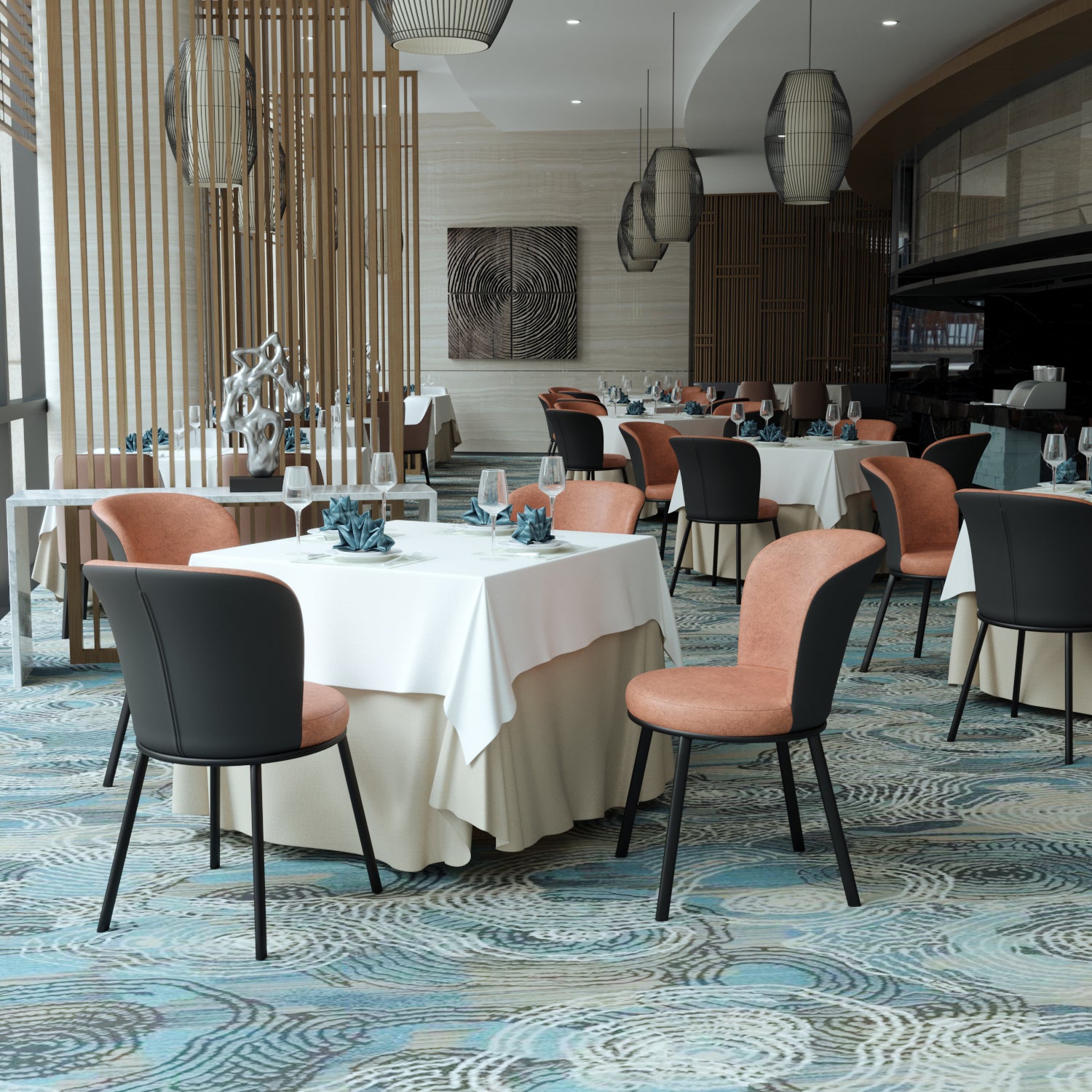 Contemporary Leathaire Restaurant Arm Chair Matte Finish Open Dining Chair