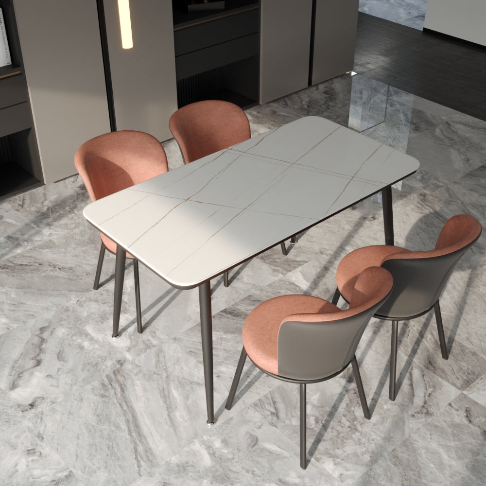 Contemporary Leathaire Restaurant Arm Chair Matte Finish Open Dining Chair