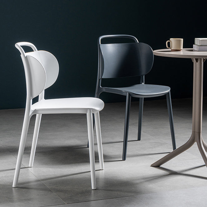 Contemporary Plastic Dining Armless Chair Open Back Dining Side Chair for Kitchen