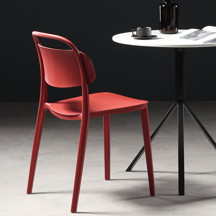 Contemporary Plastic Dining Armless Chair Open Back Dining Side Chair for Kitchen