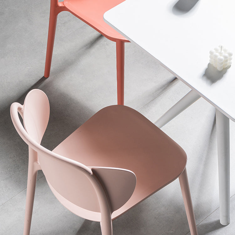 Contemporary Plastic Dining Armless Chair Open Back Dining Side Chair for Kitchen