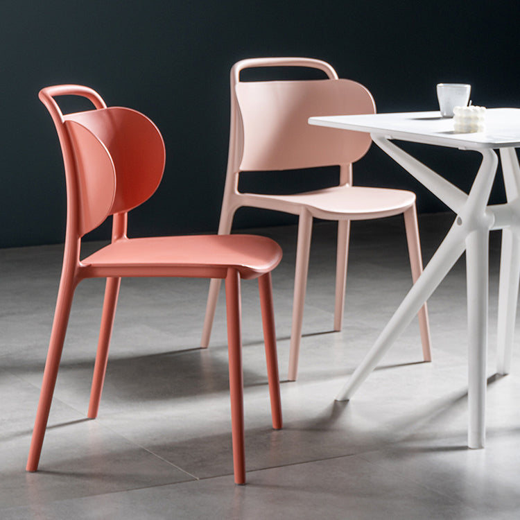 Contemporary Plastic Dining Armless Chair Open Back Dining Side Chair for Kitchen