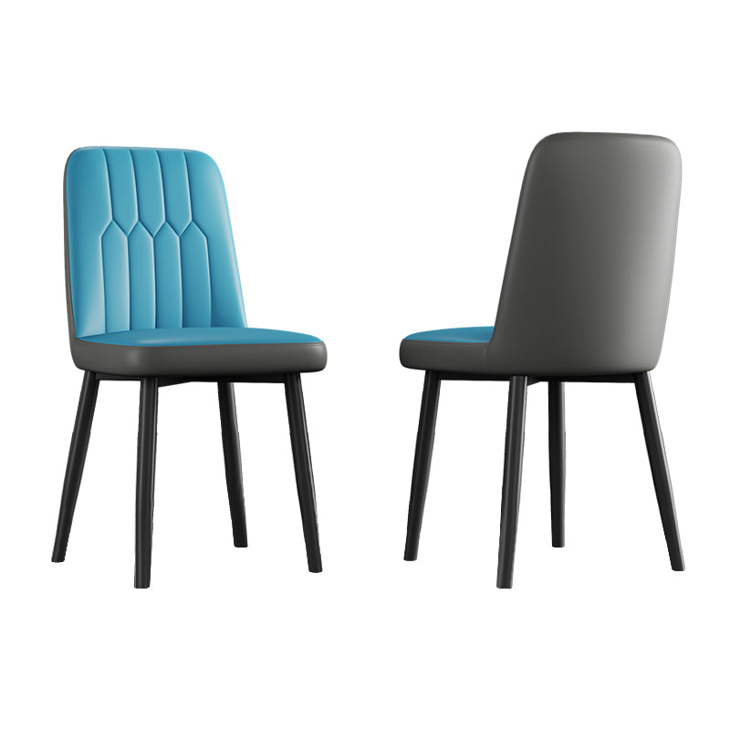 Contemporary Metal Dining Room Chairs PU Leather Dining Armless Chairs