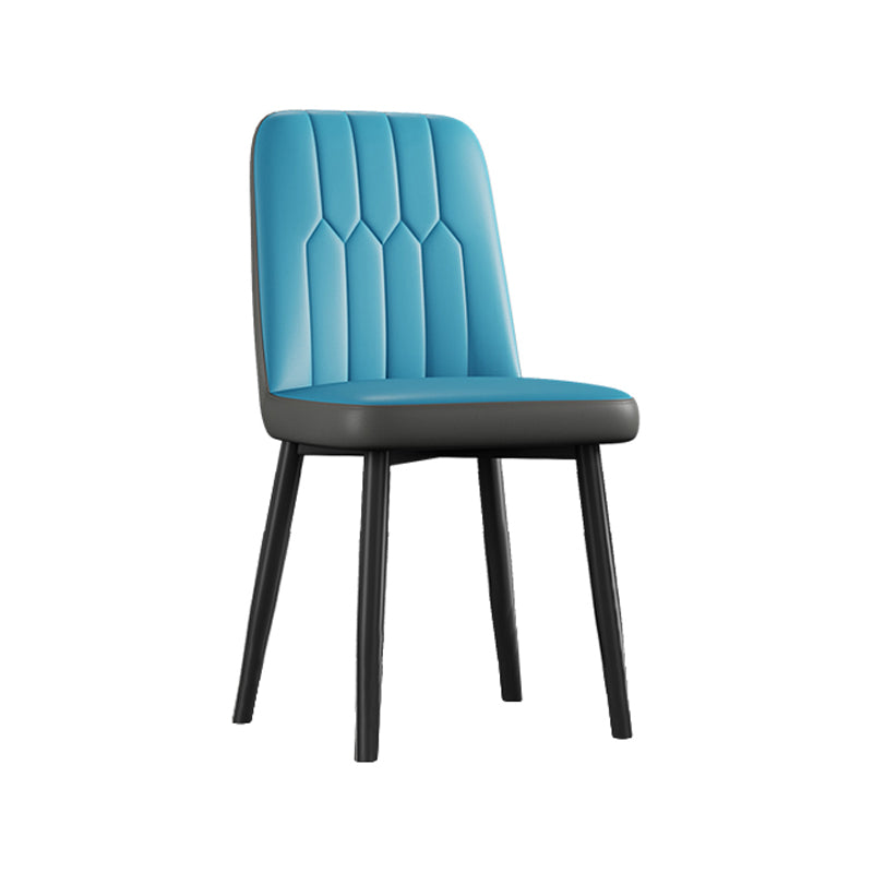 Contemporary Metal Dining Room Chairs PU Leather Dining Armless Chairs