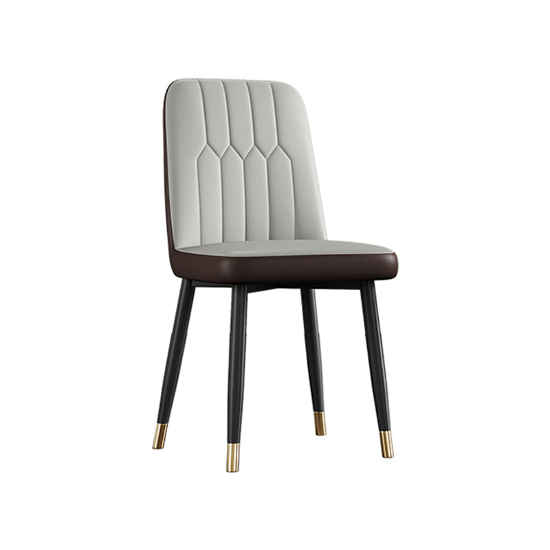 Contemporary Metal Dining Room Chairs PU Leather Dining Armless Chairs