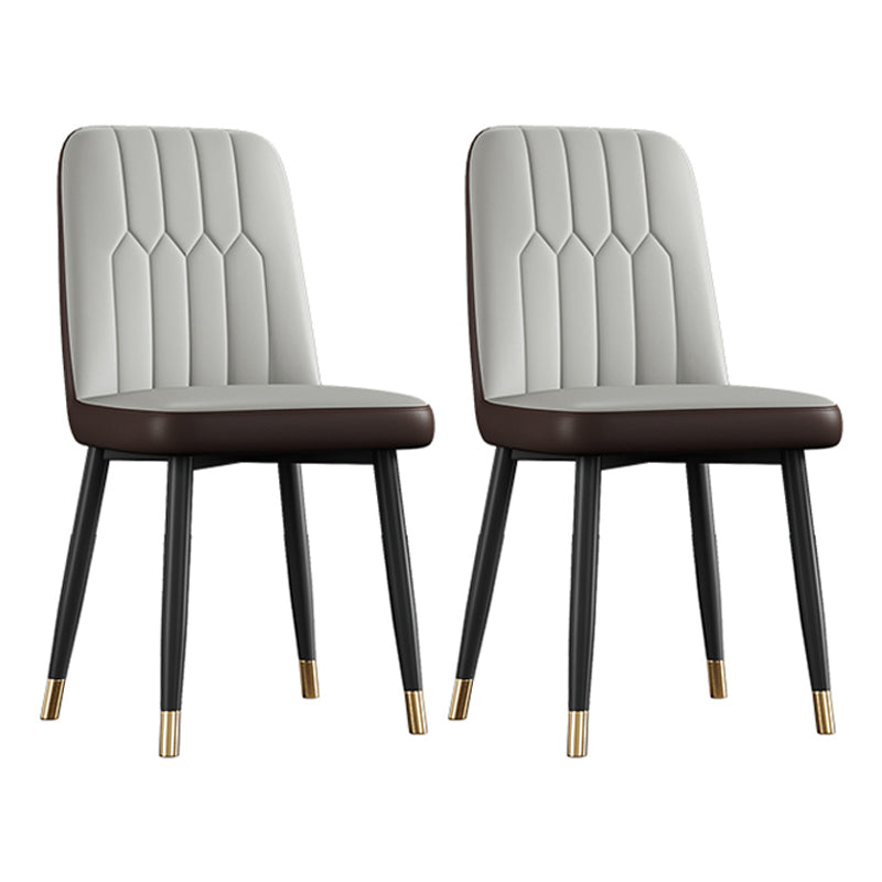 Contemporary Metal Dining Room Chairs PU Leather Dining Armless Chairs