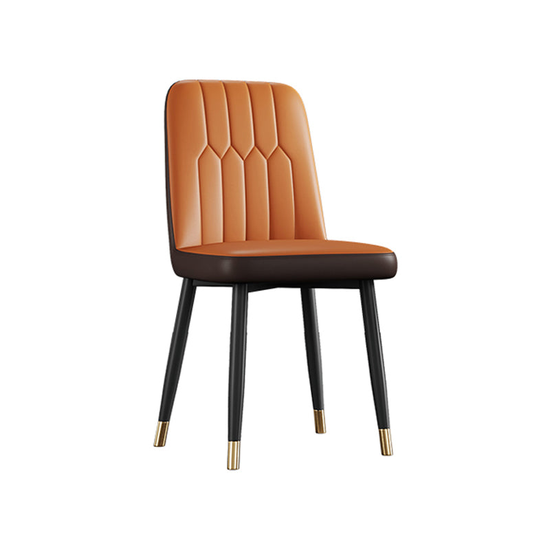 Contemporary Metal Dining Room Chairs PU Leather Dining Armless Chairs