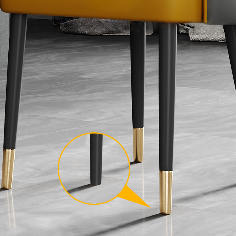 Contemporary Metal Dining Room Chairs PU Leather Dining Armless Chairs