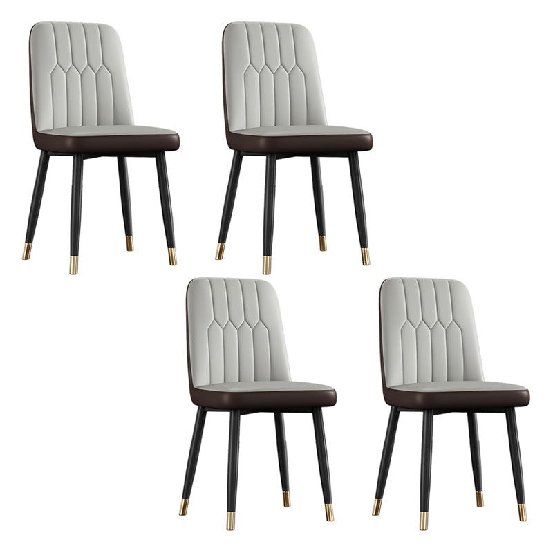 Contemporary Metal Dining Room Chairs PU Leather Dining Armless Chairs
