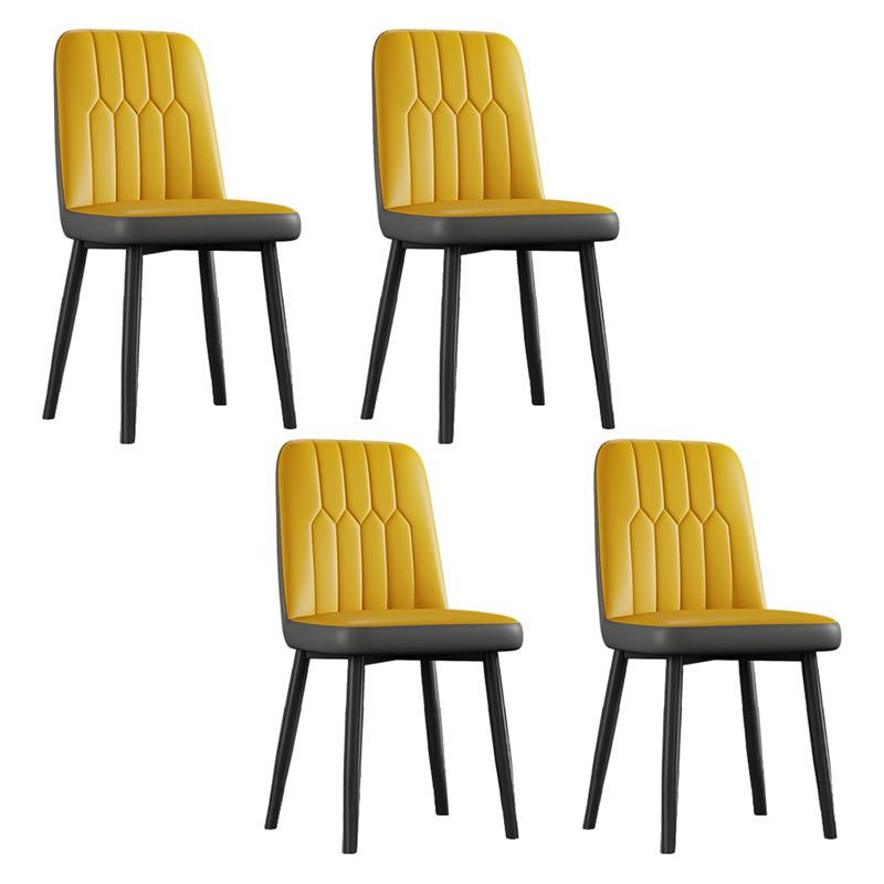 Contemporary Metal Dining Room Chairs PU Leather Dining Armless Chairs