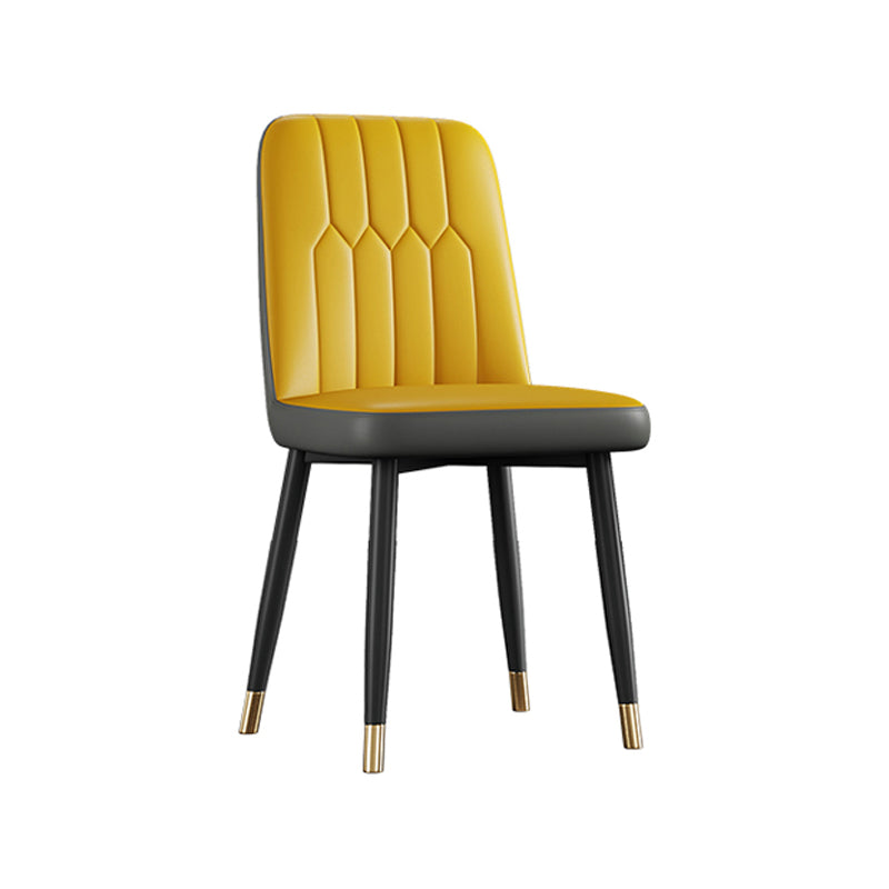 Contemporary Metal Dining Room Chairs PU Leather Dining Armless Chairs