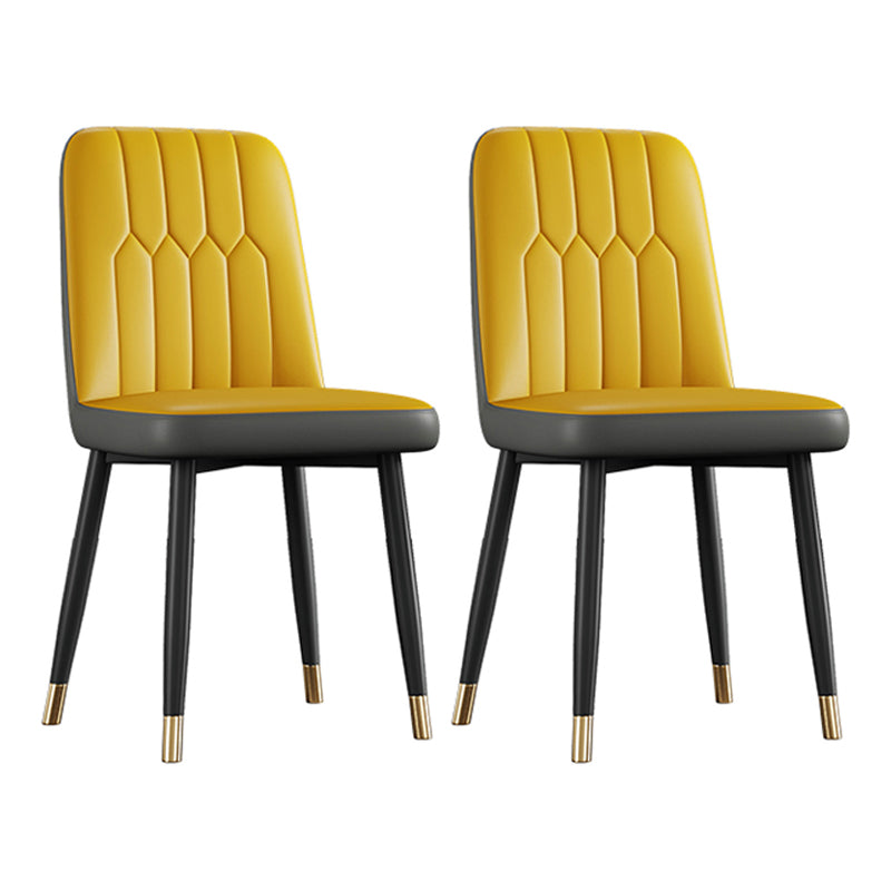 Contemporary Metal Dining Room Chairs PU Leather Dining Armless Chairs