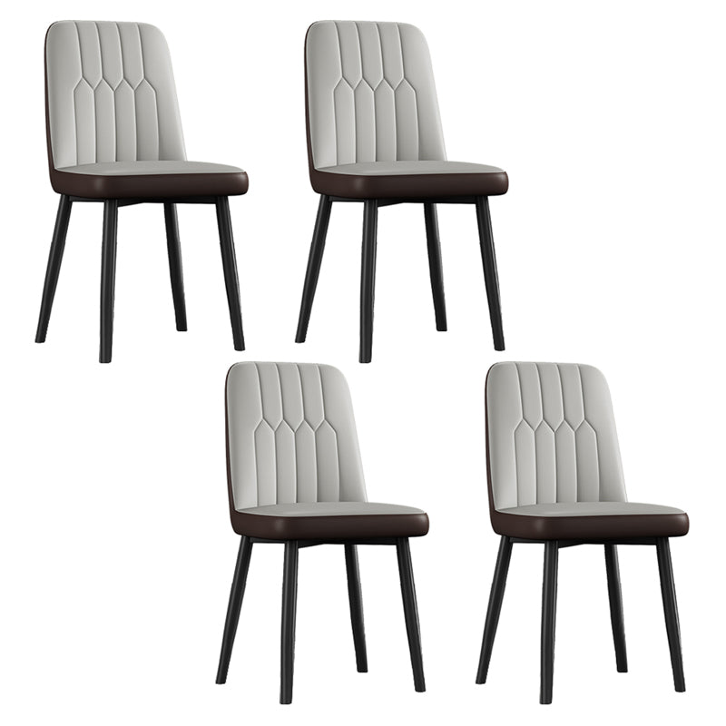 Contemporary Metal Dining Room Chairs PU Leather Dining Armless Chairs