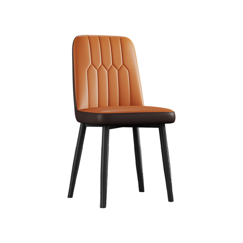 Contemporary Metal Dining Room Chairs PU Leather Dining Armless Chairs