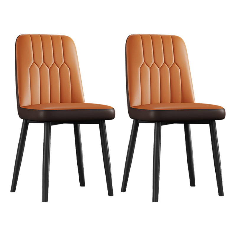 Contemporary Metal Dining Room Chairs PU Leather Dining Armless Chairs