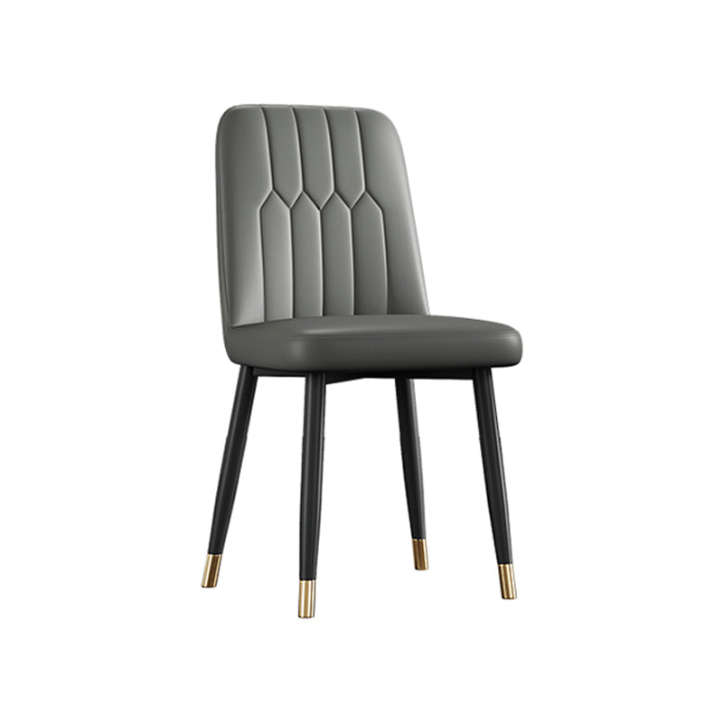 Contemporary Metal Dining Room Chairs PU Leather Dining Armless Chairs