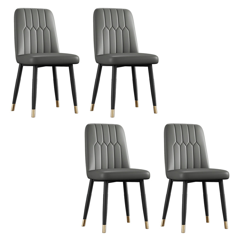 Contemporary Metal Dining Room Chairs PU Leather Dining Armless Chairs