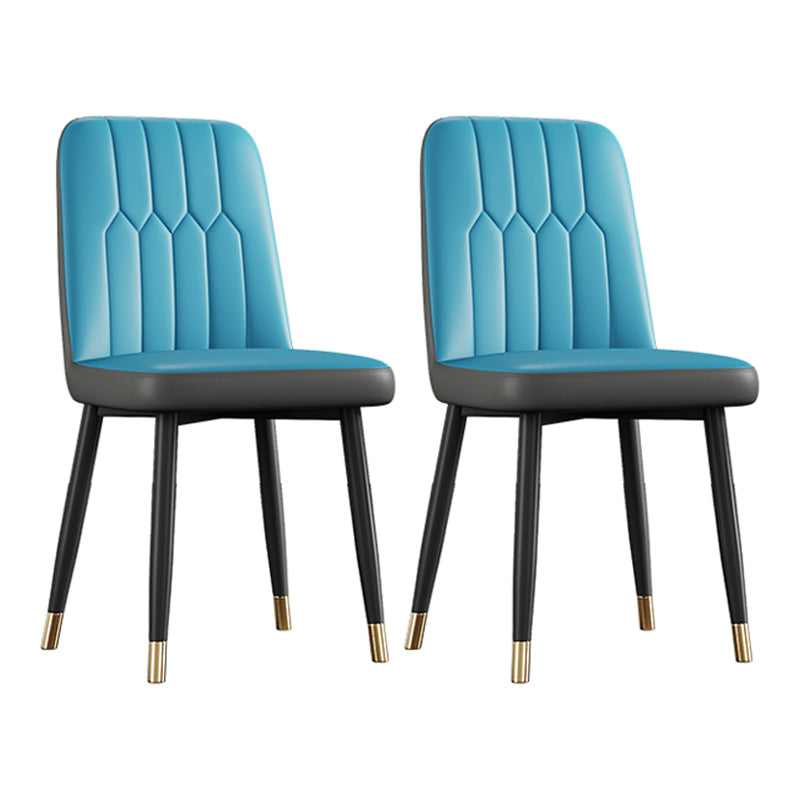 Contemporary Metal Dining Room Chairs PU Leather Dining Armless Chairs