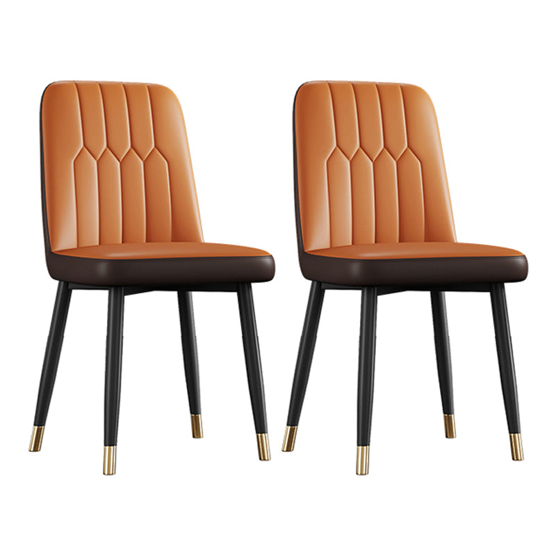 Contemporary Metal Dining Room Chairs PU Leather Dining Armless Chairs