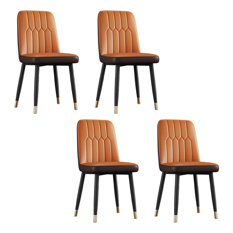 Contemporary Metal Dining Room Chairs PU Leather Dining Armless Chairs