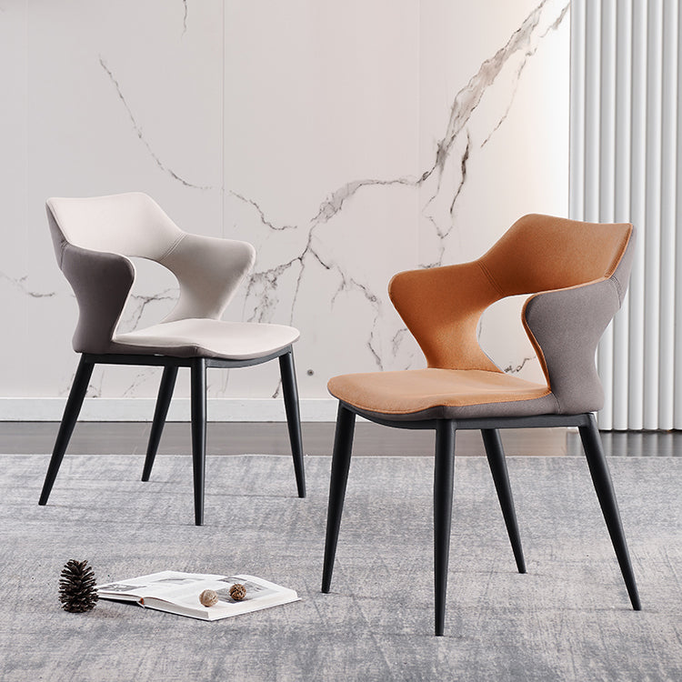 Fauteuil contemporain en simili cuir, finition mate, chaise de salle à manger à dossier ouvert