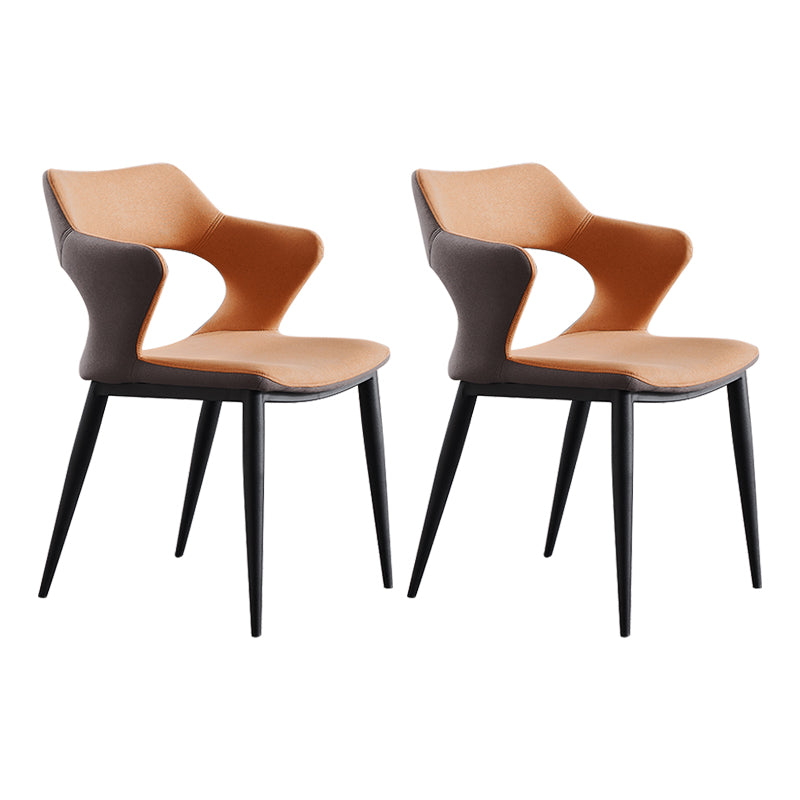 Fauteuil contemporain en simili cuir, finition mate, chaise de salle à manger à dossier ouvert