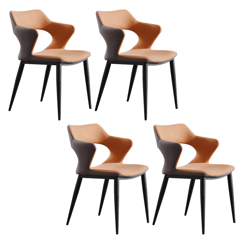 Fauteuil contemporain en simili cuir, finition mate, chaise de salle à manger à dossier ouvert