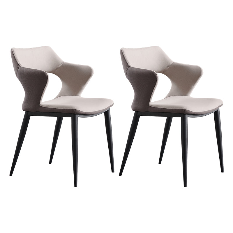 Fauteuil contemporain en simili cuir, finition mate, chaise de salle à manger à dossier ouvert