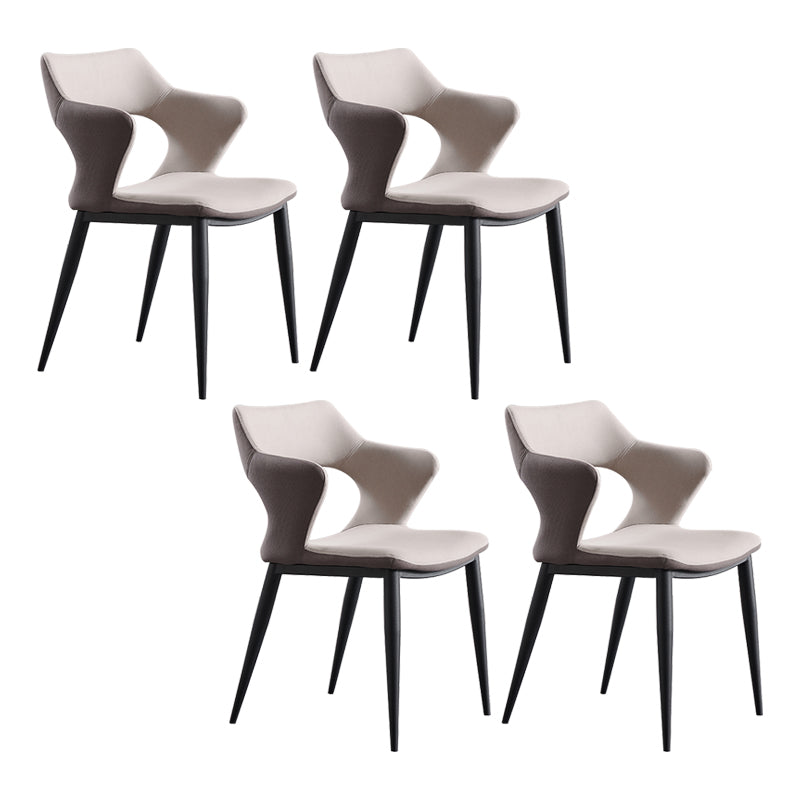 Fauteuil contemporain en simili cuir, finition mate, chaise de salle à manger à dossier ouvert