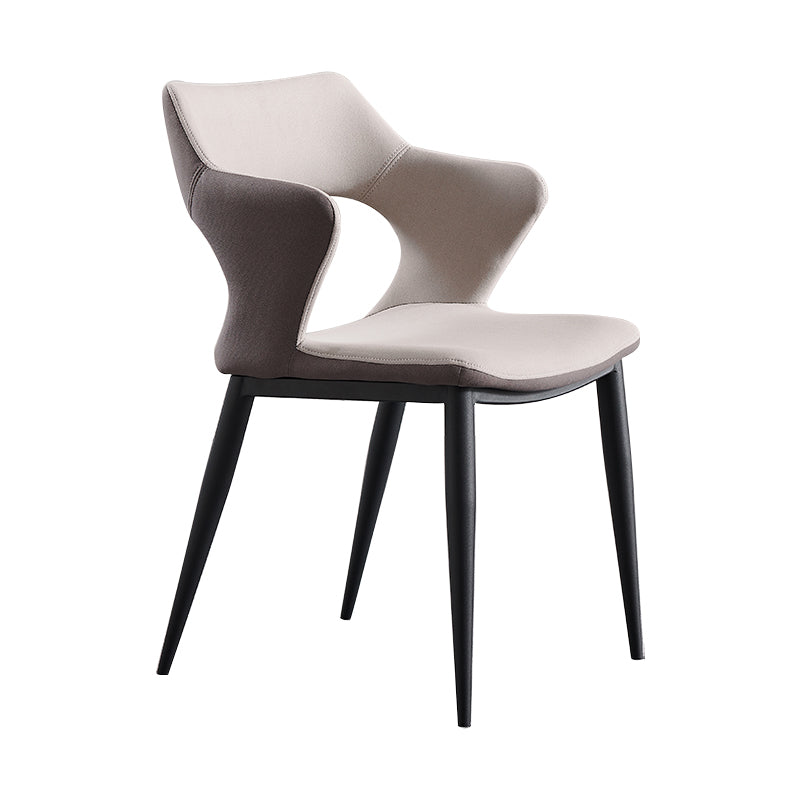 Fauteuil contemporain en simili cuir, finition mate, chaise de salle à manger à dossier ouvert