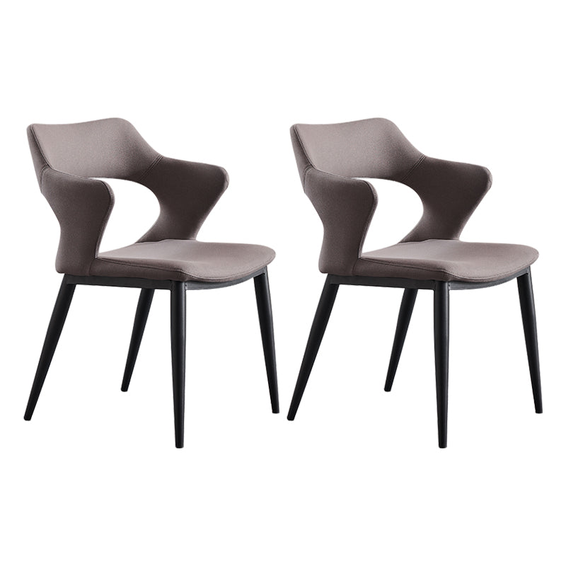 Fauteuil contemporain en simili cuir, finition mate, chaise de salle à manger à dossier ouvert