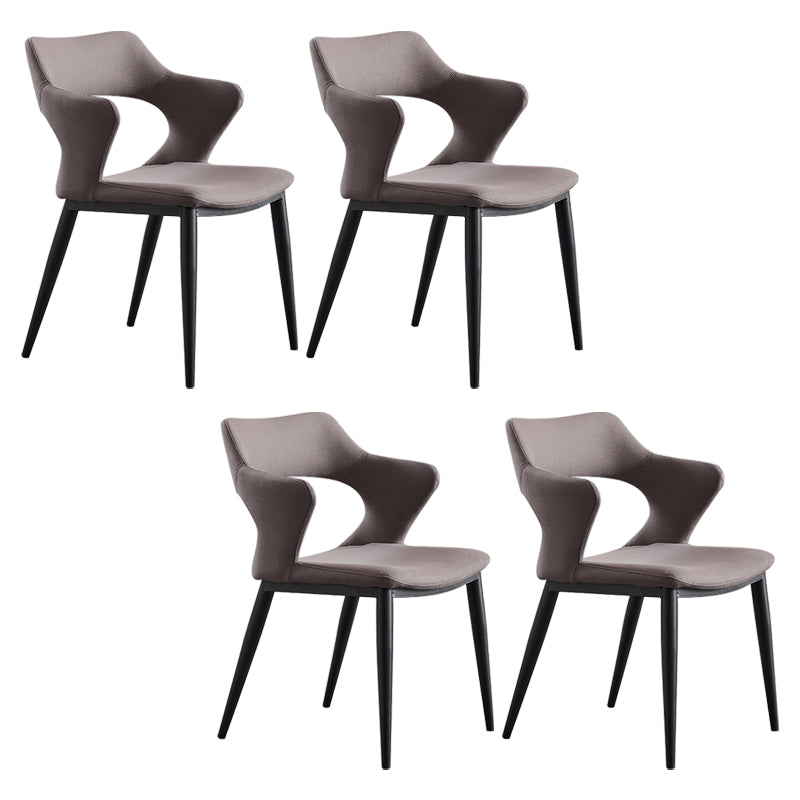 Fauteuil contemporain en simili cuir, finition mate, chaise de salle à manger à dossier ouvert