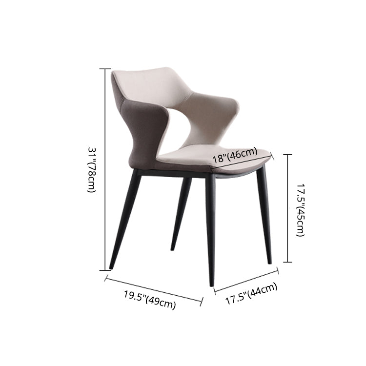 Fauteuil contemporain en simili cuir, finition mate, chaise de salle à manger à dossier ouvert