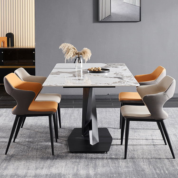 Fauteuil contemporain en simili cuir, finition mate, chaise de salle à manger à dossier ouvert