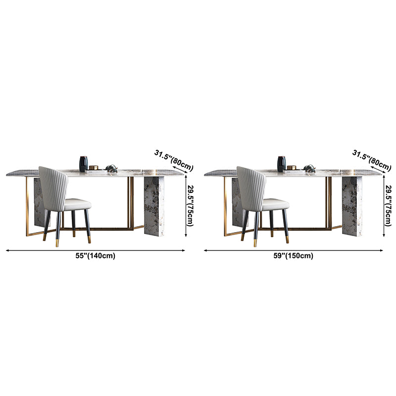 Metal Traditional Luxury Rectangle Indoor Table Sintered Stone Table for Dining Room